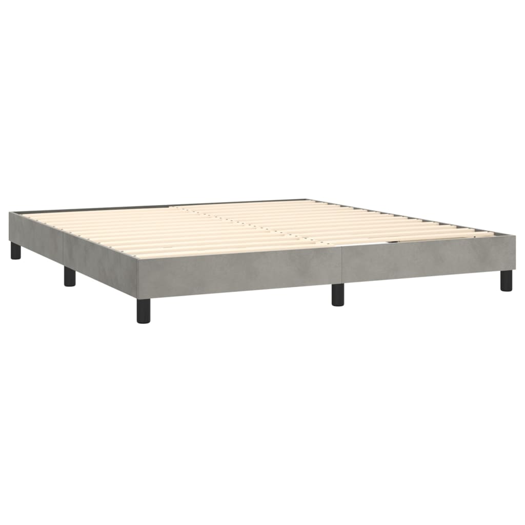 világosszürke bársony rugós ágy matraccal 180x200 cm