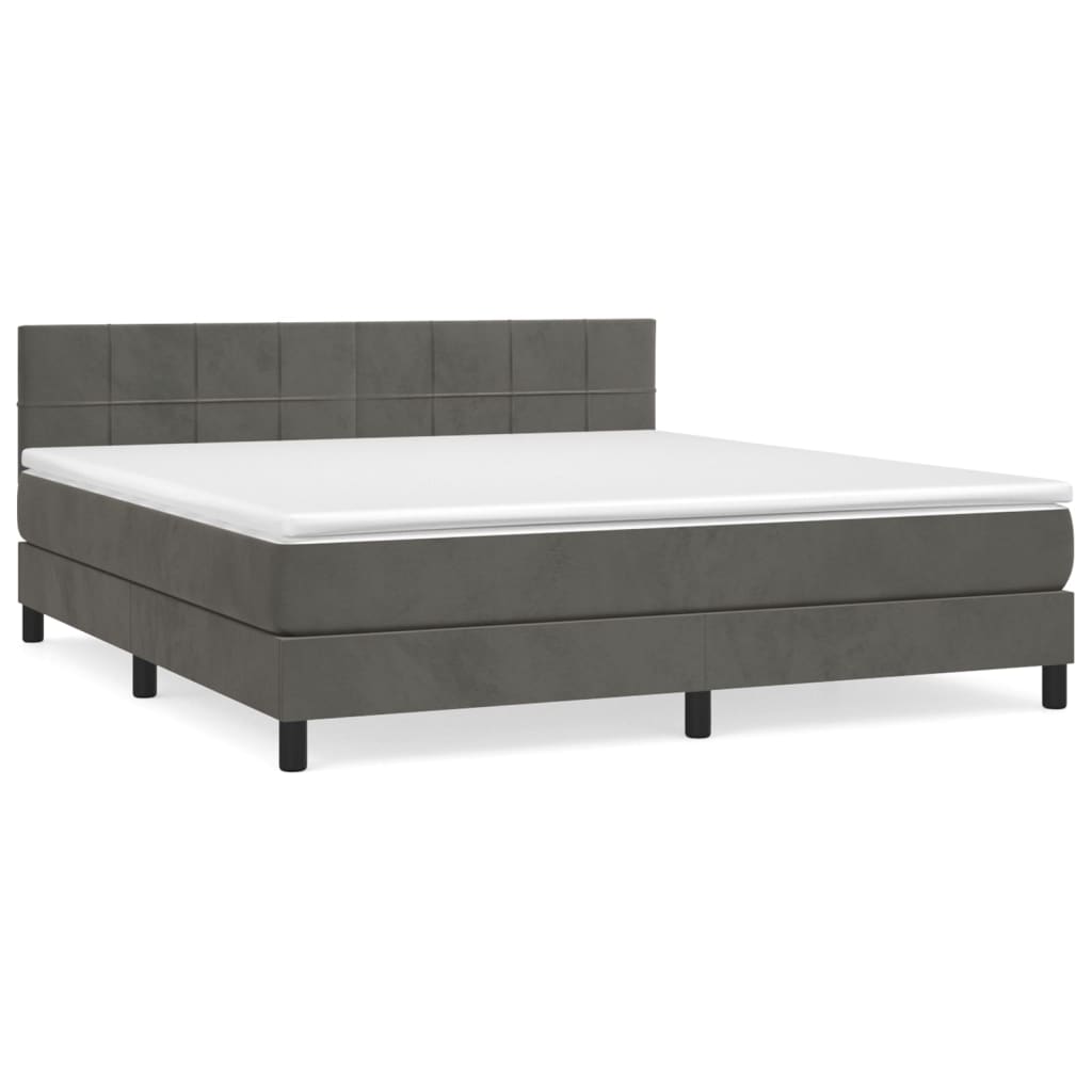 vidaXL Posteľný rám boxspring s matracom tmavosivý 180x200 cm zamat