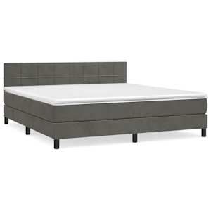 Box spring postel s matrací tmavě šedá 180x200 cm samet - obrázek 2