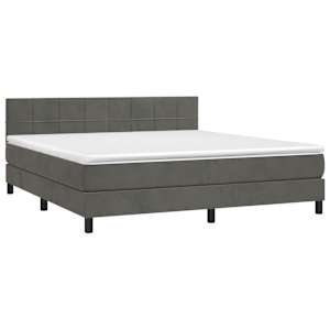 Box spring postel s matrací tmavě šedá 180x200 cm samet - obrázek 3