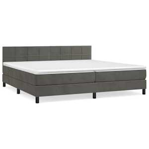 Box spring postel s matrací tmavě šedá 200x200 cm samet - obrázek 2