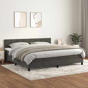 Box spring postel s matrací tmavě šedá 200x200 cm samet - obrázek 1