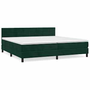 Box spring postel s matrací tmavě zelená 200x200 cm samet - obrázek 2