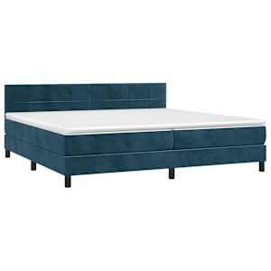 Box spring postel s matrací tmavě modrá 200x200 cm samet - obrázek 3