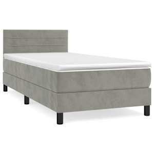 Box spring postel s matrací světle šedá 80 x 200 cm samet - obrázek 2