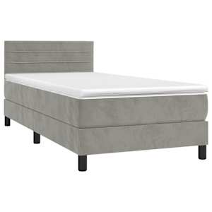 Box spring postel s matrací světle šedá 90x190 cm samet - obrázek 3
