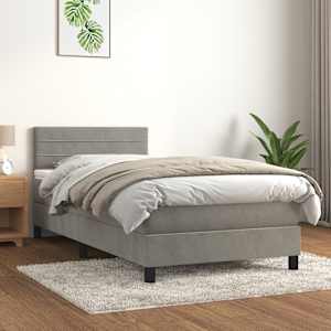 Box spring postel s matrací světle šedá 90x190 cm samet - obrázek 1
