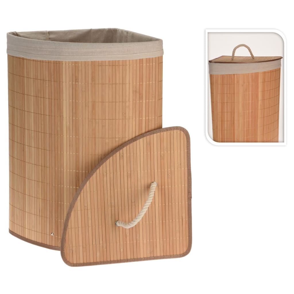 Wooden corner shop laundry basket