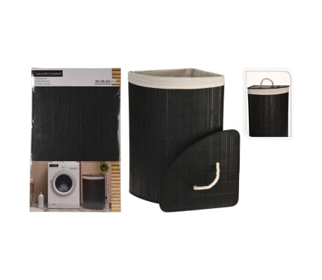 Bathroom Solutions Cesto para la colada esquinero bambú negro