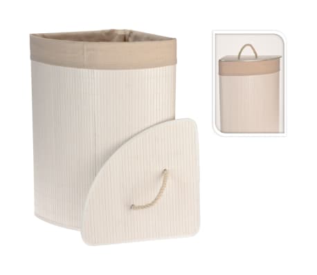 Bathroom Solutions Cesto para la colada esquinero bambú blanco