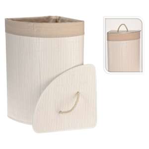 Bathroom Solutions Καλάθι Άπλυτων Γωνιακό Λευκό από Μπαμπού