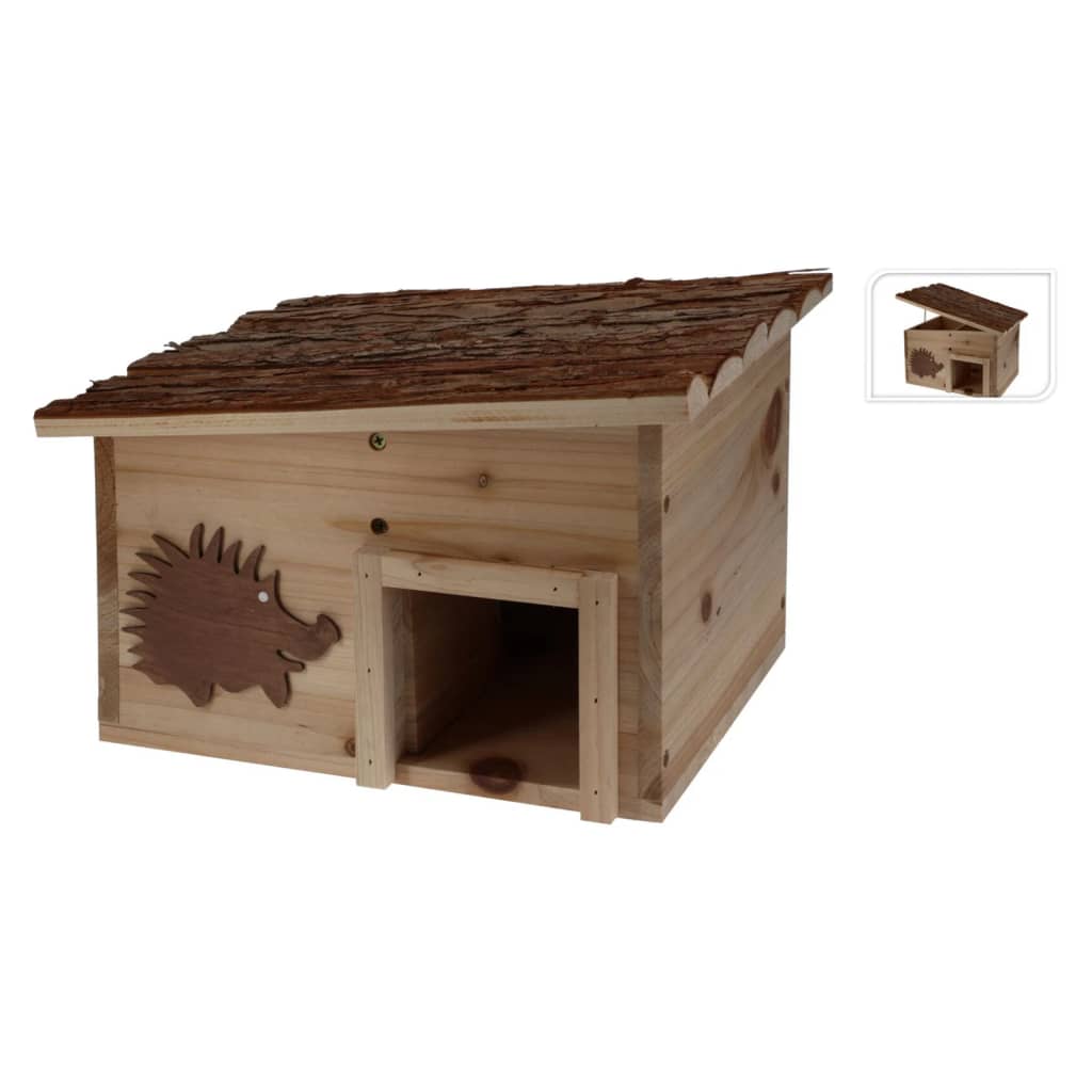 ProGarden Igelhaus Holz mit Baumrinde 34x28x22 cm