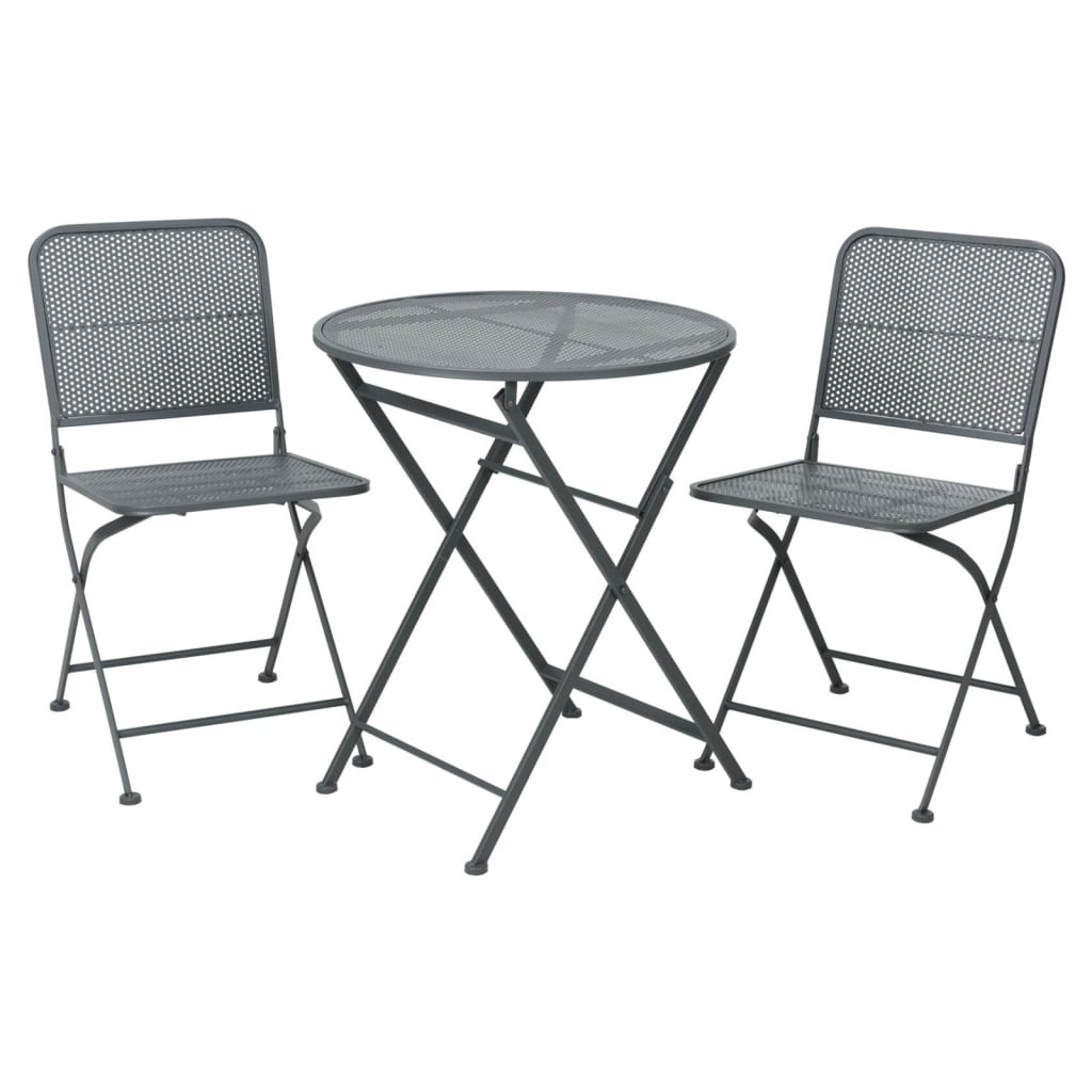 ProGarden Ensemble de bistro de jardin 3 pcs acier noir