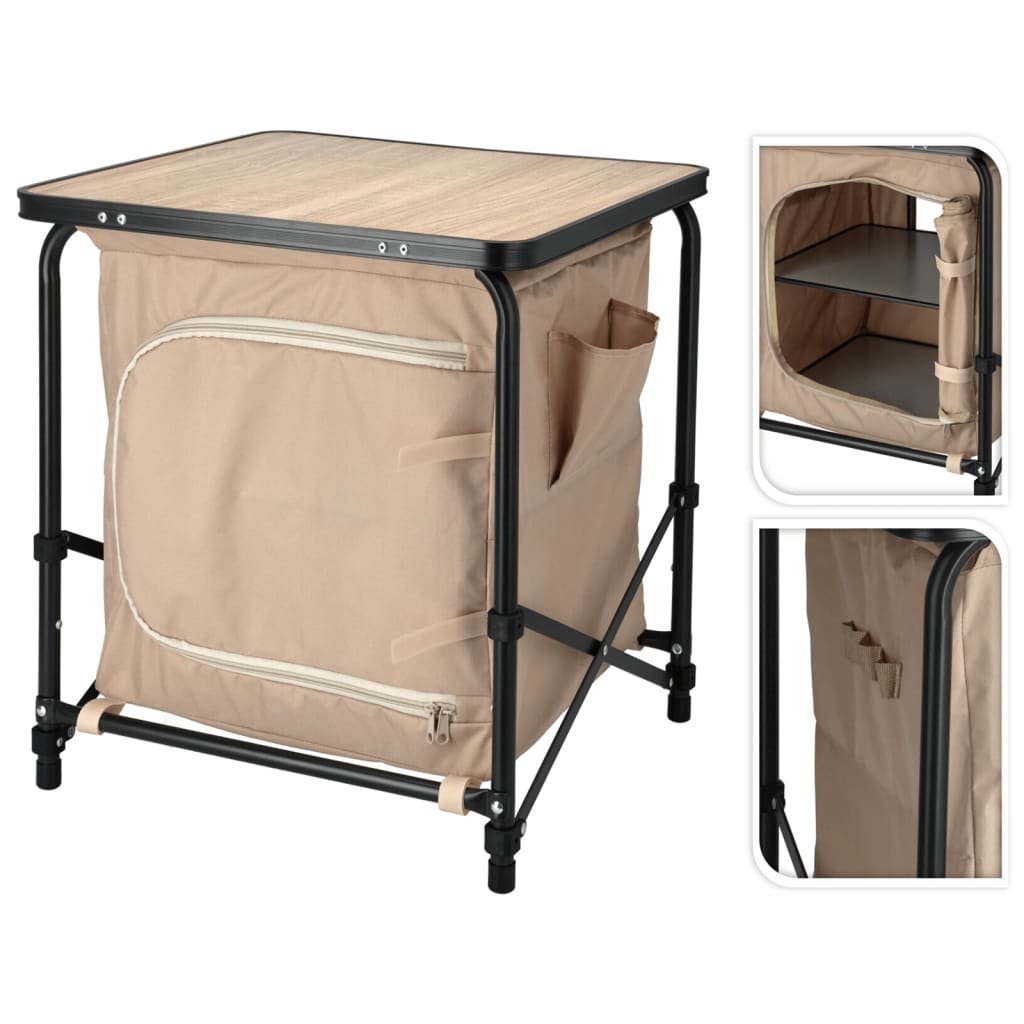 Redcliffs Campingtisch mit Schrank Beige 48x48x53,5 cm