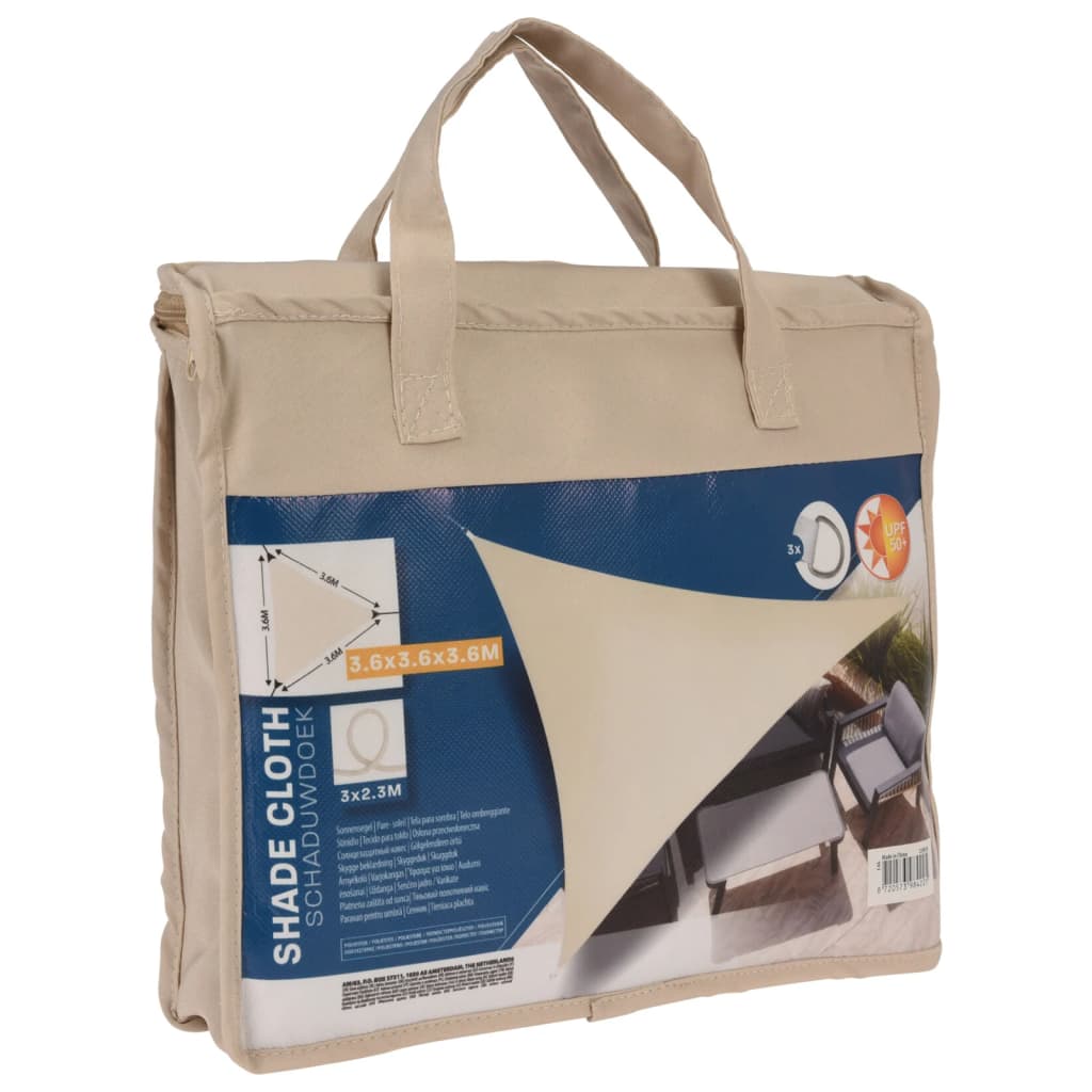 ProGarden Schaduwdoek driehoek 3,6x3,6x3,6 m crèmekleurig afbeelding