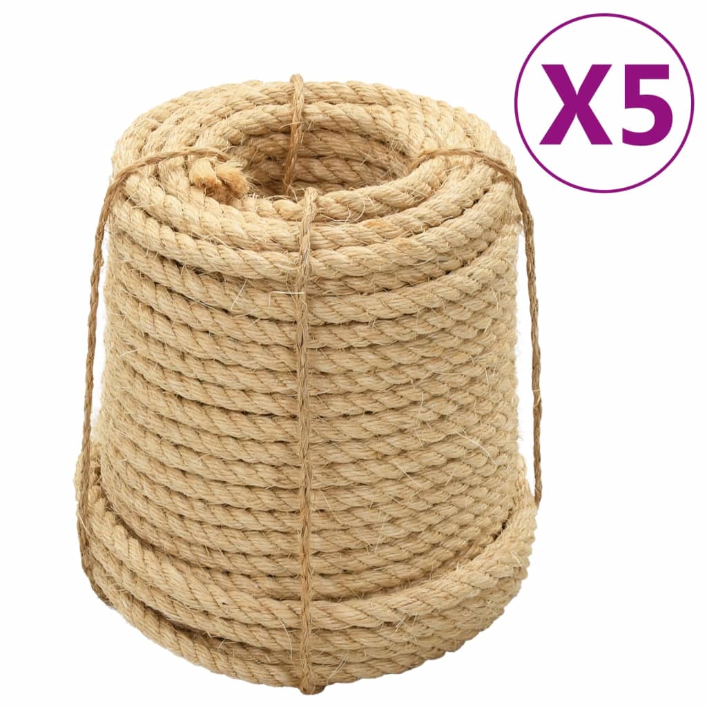 vidaXL Corzi sisal, 5 buc., 14 mm, 100 m