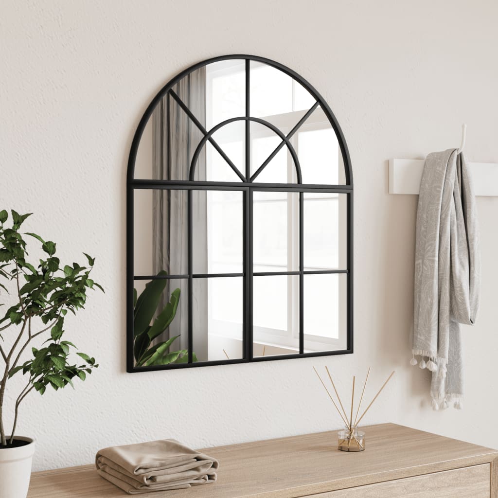 vidaXL Oglindă de perete, negru, 60x70 cm, arcuită, fier