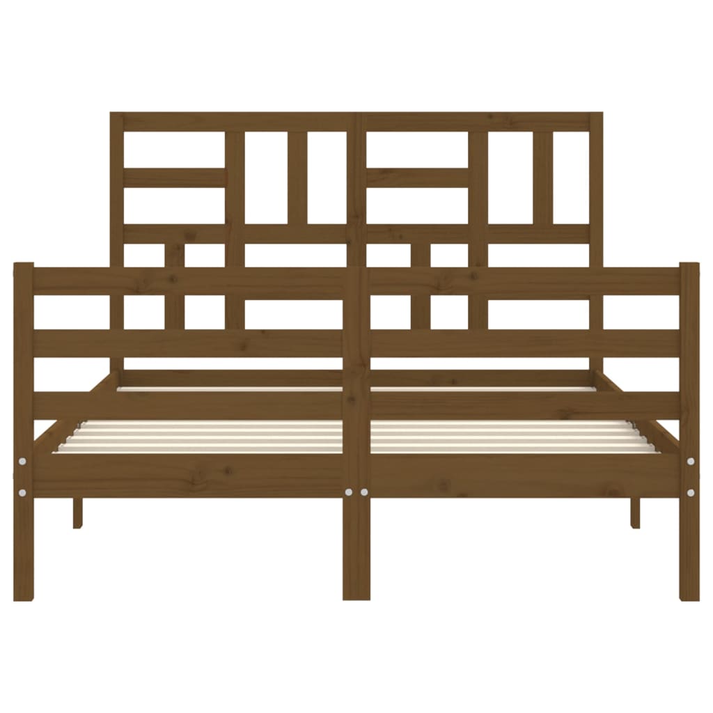 mézbarna tömör fa ágykeret fejtámlával 120 x 200 cm