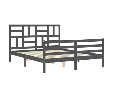 vidaXL Lovos rėmas su galvūgaliu, pilkas, 160x200cm, medienos masyvas