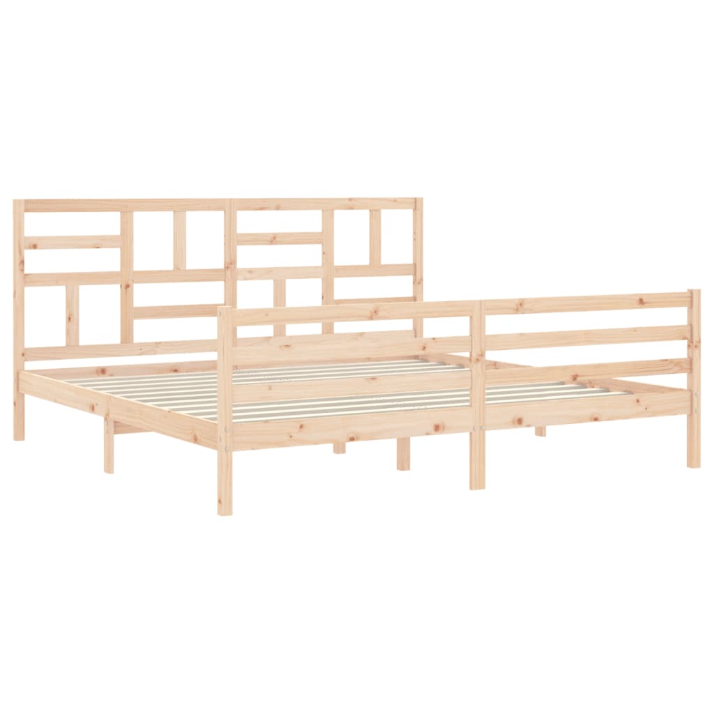 vidaXL Bedframe met hoofdbord massief hout afbeelding