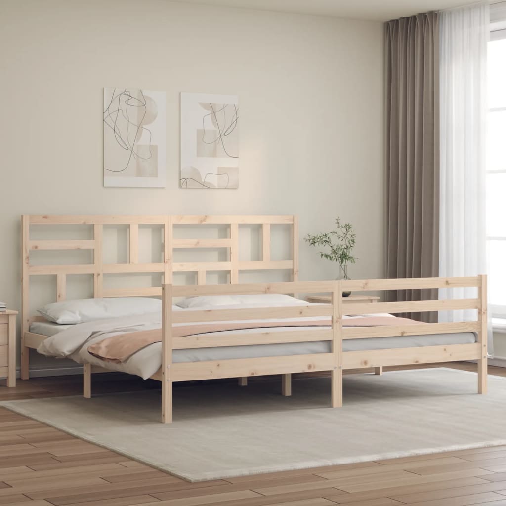 vidaXL Sengeramme med hodegavl 200x200 cm heltre