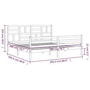 Rám postele s čelem bílý 200 x 200 cm masivní dřevo - obrázek 12
