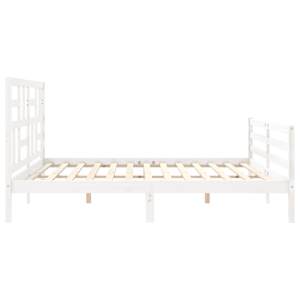 Rám postele s čelem bílý 200 x 200 cm masivní dřevo - obrázek 7