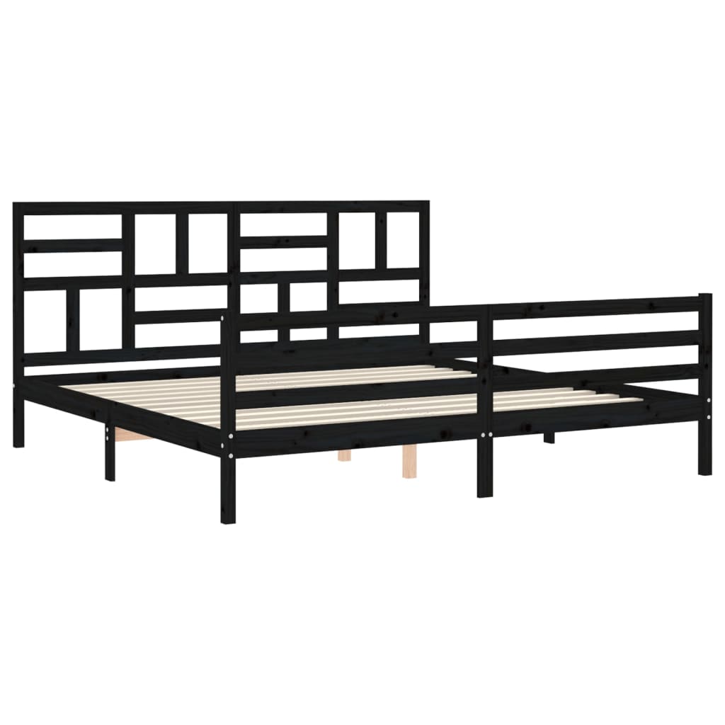 vidaXL Bedframe met hoofdbord massief hout zwart 200x200 cm afbeelding
