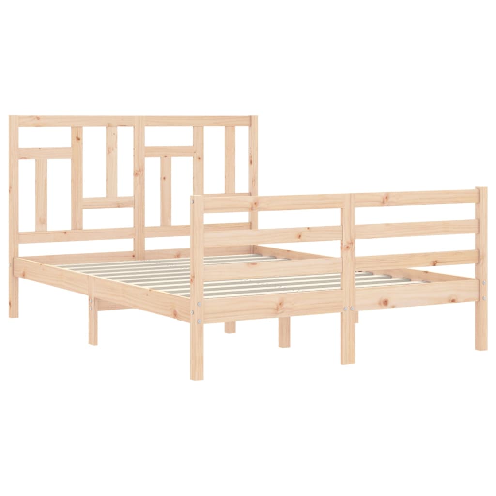 vidaXL Bed Frame with Headboard Double Solid Wood