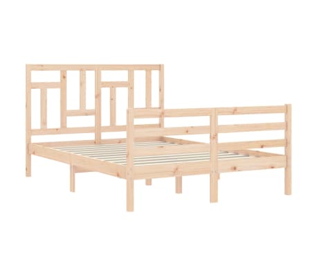 vidaXL Bed Frame with Headboard Double Solid Wood