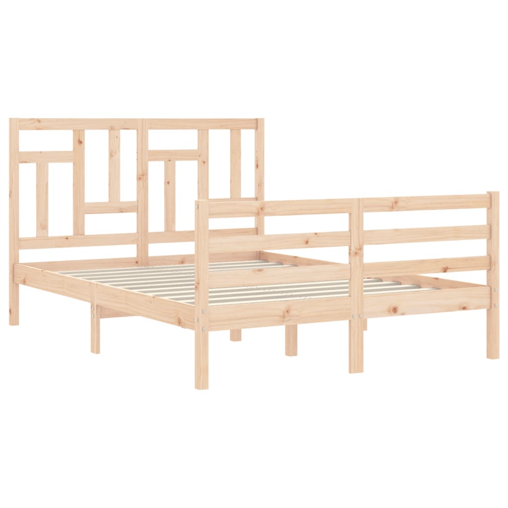 vidaXL Bedframe met hoofdbord massief hout 140x190 cm afbeelding