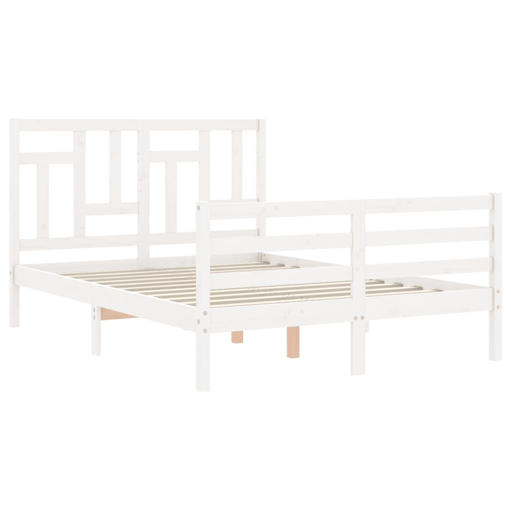 vidaXL Bedframe met hoofdbord massief hout wit 140x190 cm afbeelding