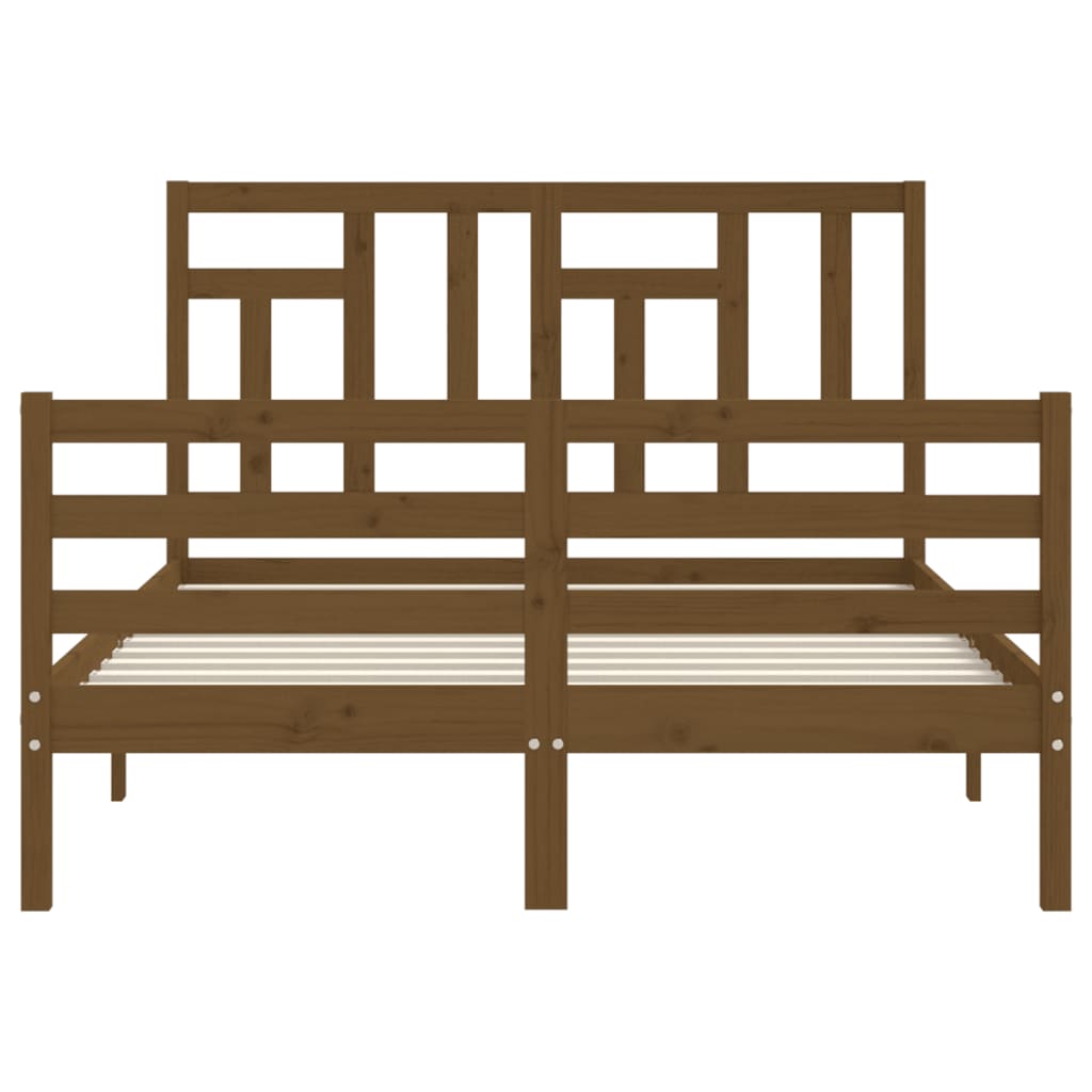 Cadru de pat, maro miere, 140x190 cm, lemn masiv