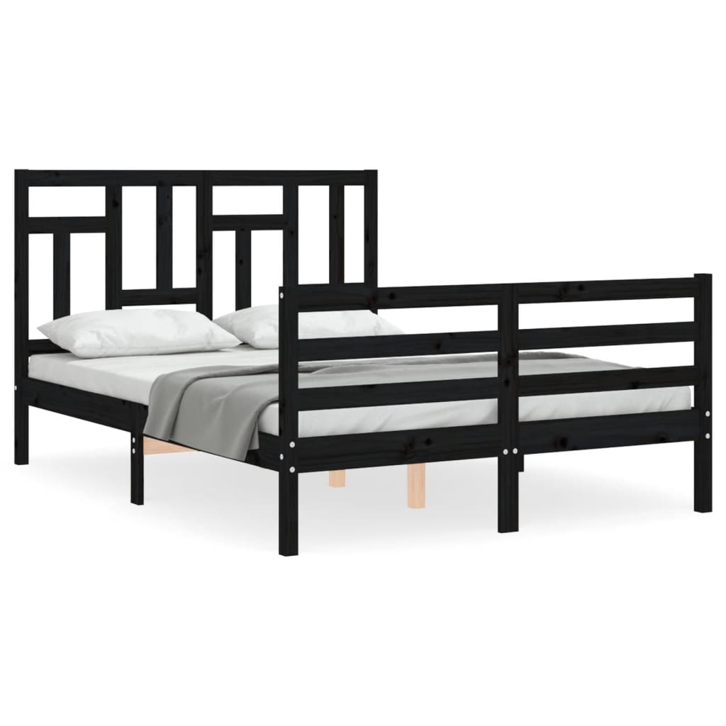 vidaXL Bedframe met hoofdbord massief hout zwart 120x200 cm