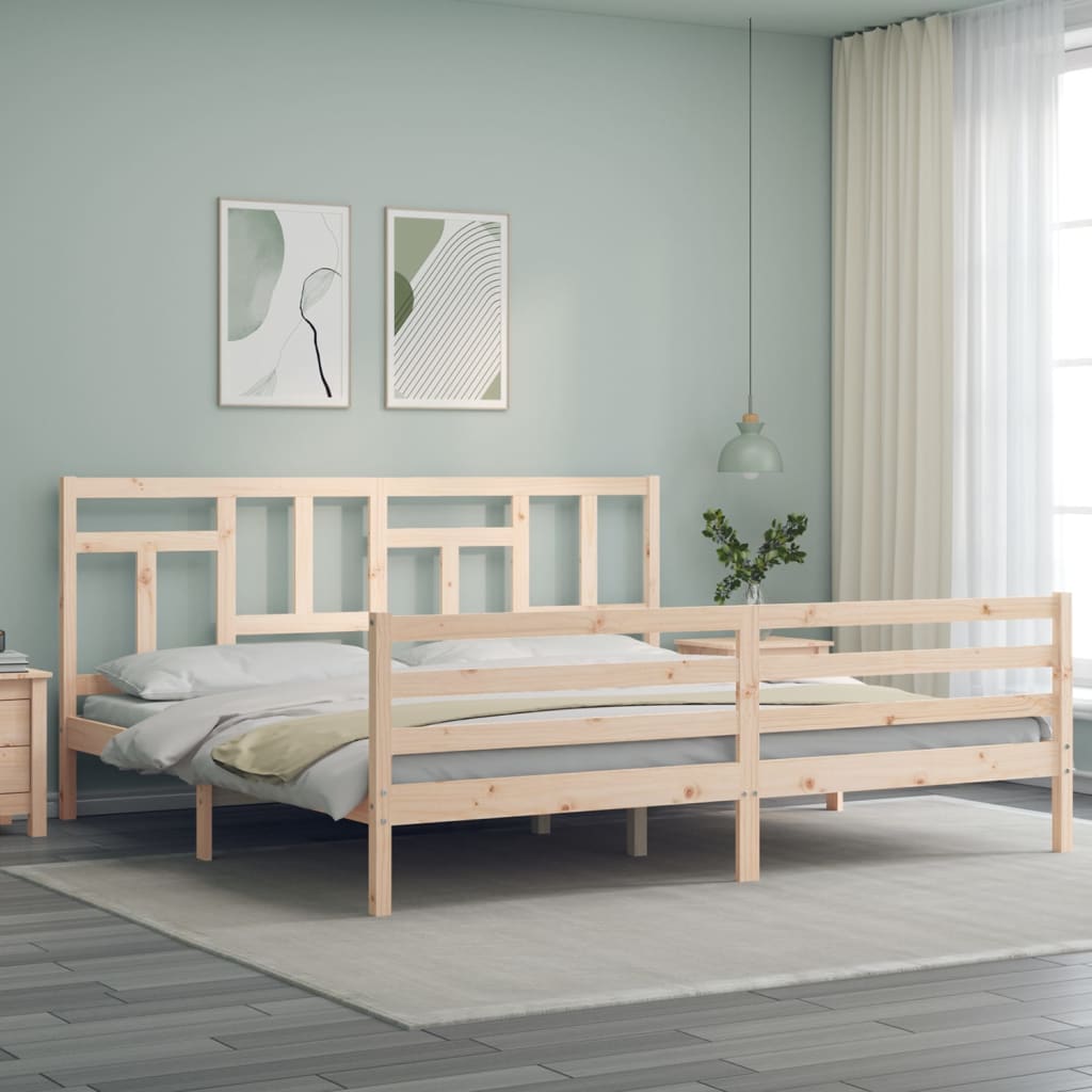 vidaXL Bedframe met hoofdbord massief hout 200x200 cm afbeelding