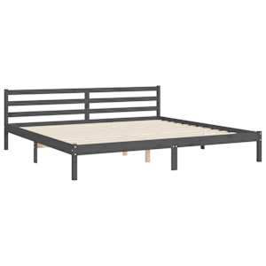 Rám postele s čelem šedý 200 x 200 cm masivní dřevo - obrázek 8