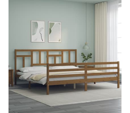 vidaXL Bed Frame with Headboard Honey Brown 200x200 cm Solid Wood