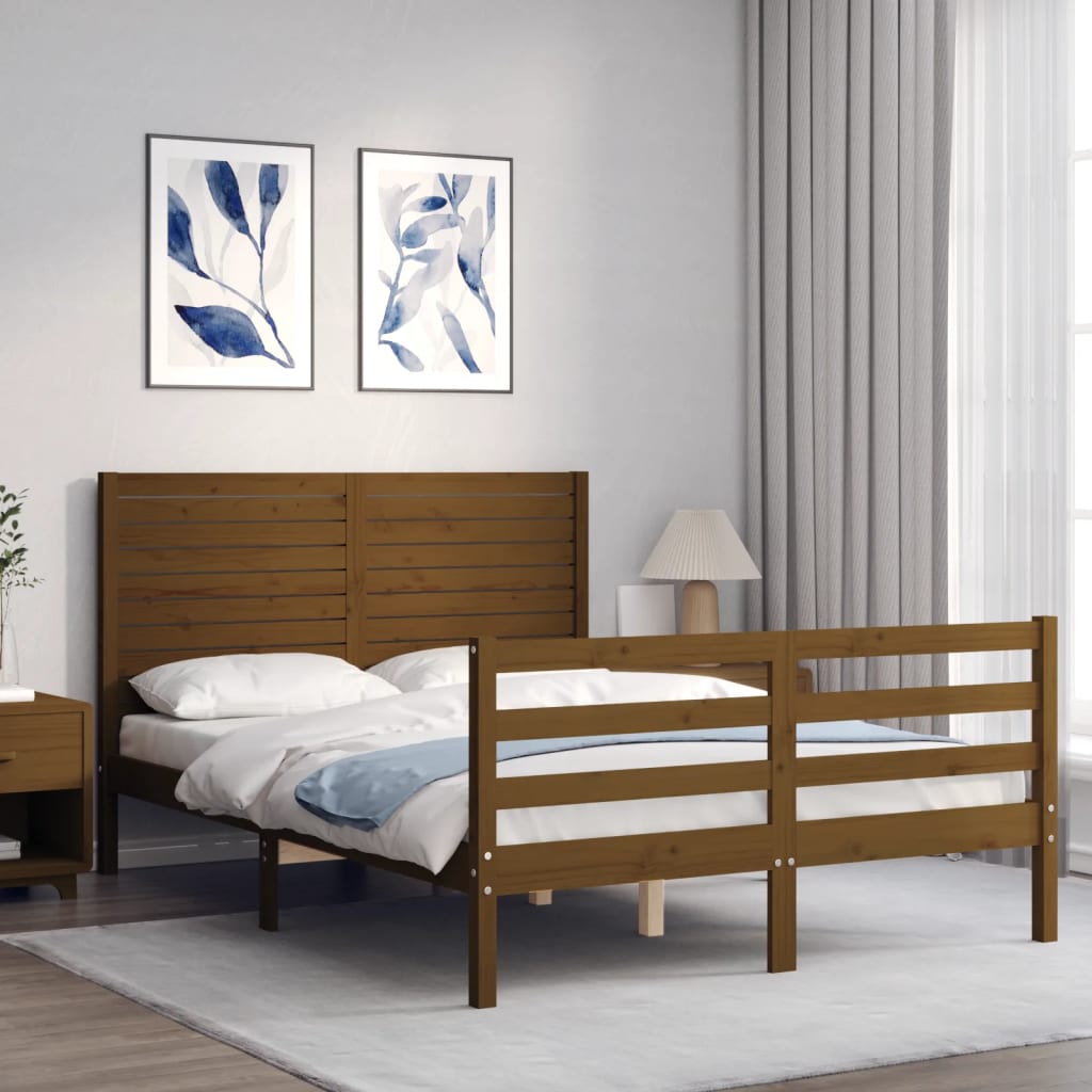 vidaXL Cadre de lit sans matelas marron miel bois massif