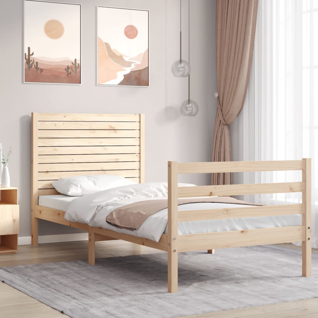 Thumbnail - vidaXL Massivholzbett mit Kopfteil 100x200 cm