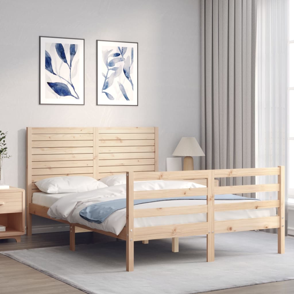 vidaXL Bedframe met hoofdbord massief hout 120x200 cm afbeelding