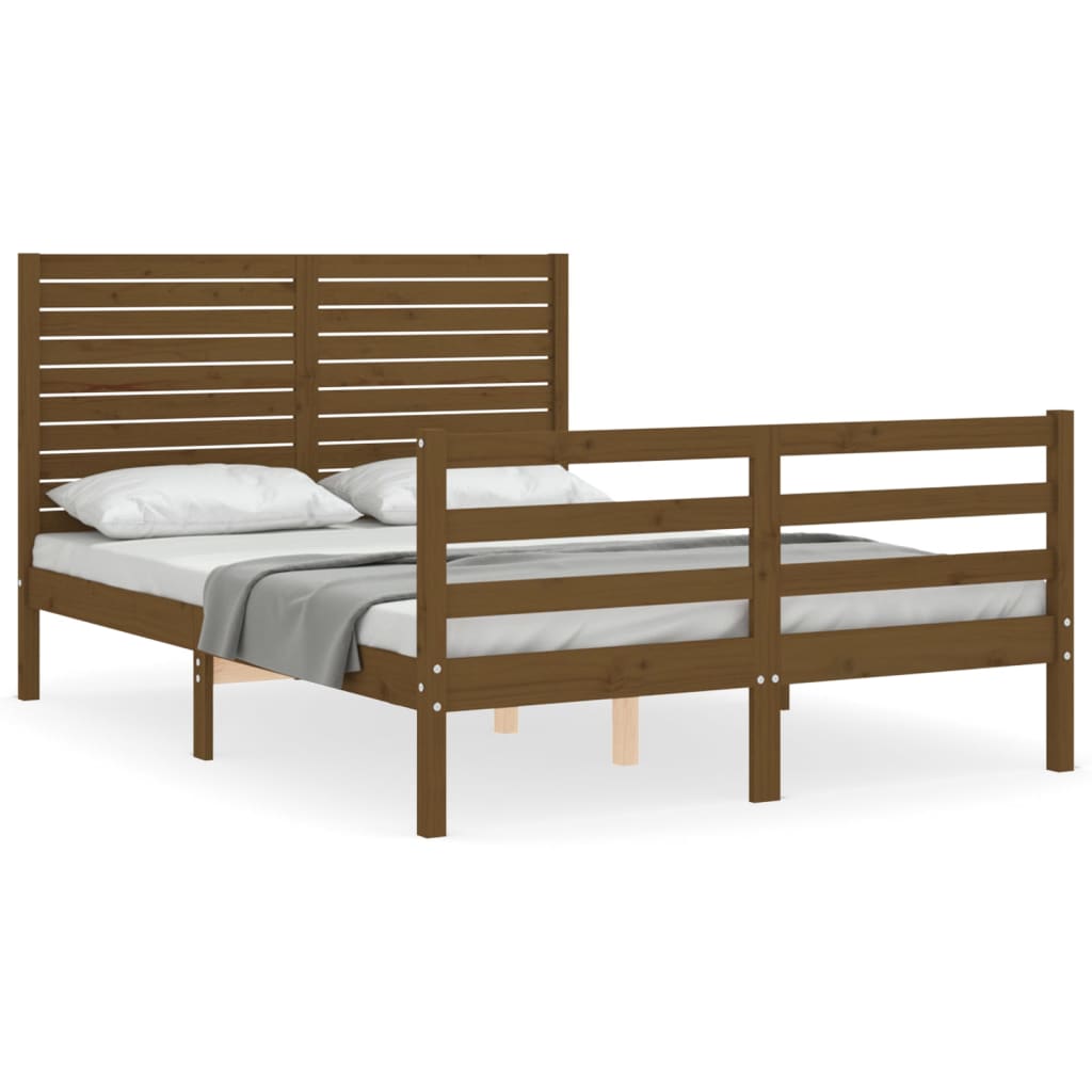 vidaXL Bedframe met hoofdbord massief hout honingbruin 120x200 cm