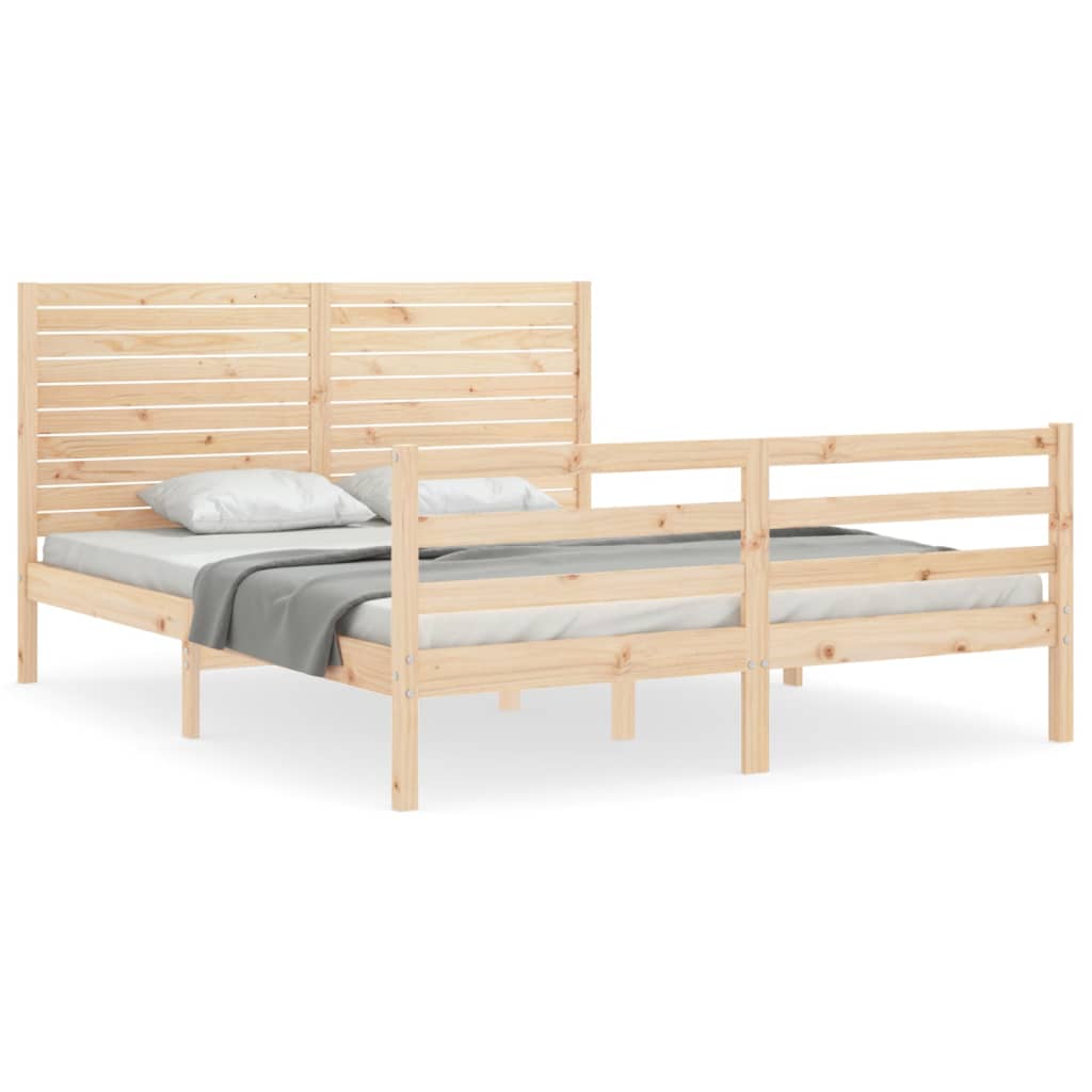 vidaXL Rám postele s čelem King Size masivní dřevo