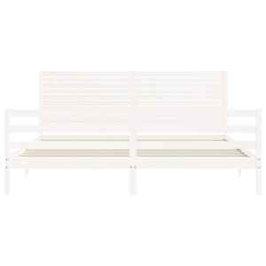 Rám postele s čelem bílý 200 x 200 cm masivní dřevo - obrázek 6