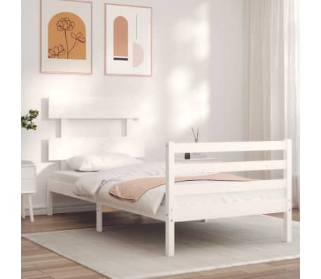 vidaXL Cadre de lit sans matelas blanc 100x200 cm bois massif