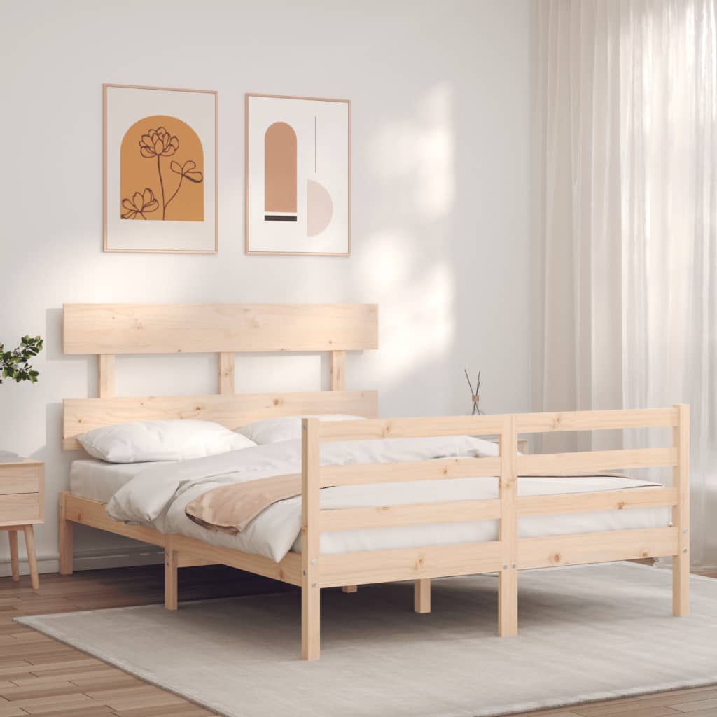vidaXL Bedframe met hoofdbord massief hout 120x200 cm afbeelding