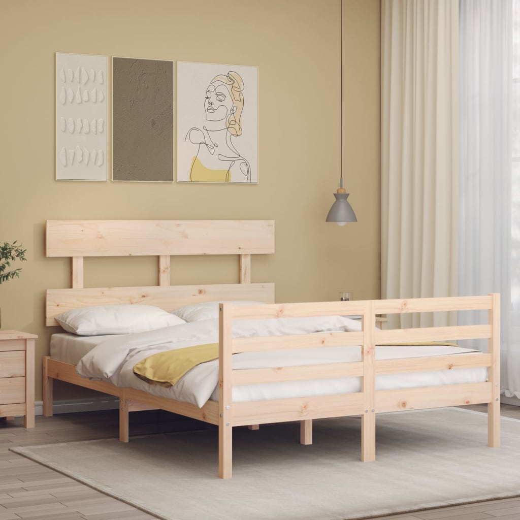 Cadru de pat cu tăblie, 120x200 cm, lemn masiv