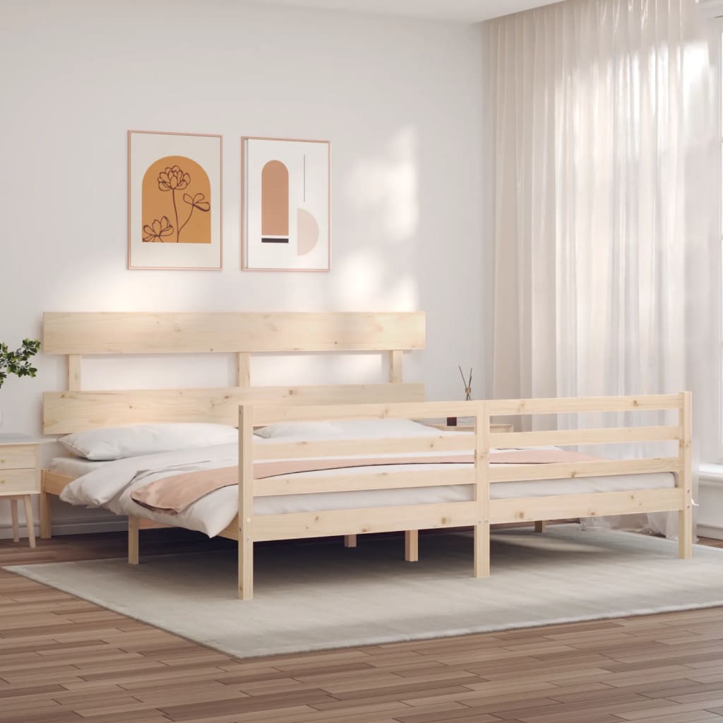 vidaXL Bedframe met hoofdbord massief hout 200x200 cm afbeelding