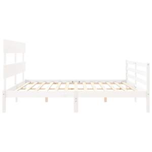 Rám postele s čelem bílý 200 x 200 cm masivní dřevo - obrázek 7