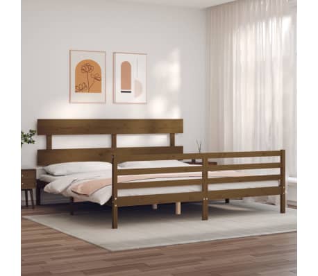 vidaXL Bed Frame without Mattress Honey Brown 200x200 cm Solid Wood