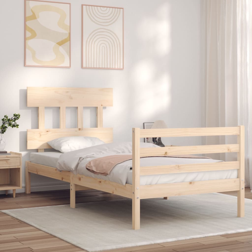 vidaXL Bedframe met hoofdbord massief hout afbeelding